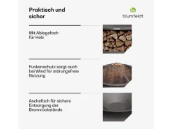 Blumfeldt Firebowl Ebeko 3-in-1 Grillfunktion als Tisch Nutzbar Grillrost Funkenschutz* Clearance