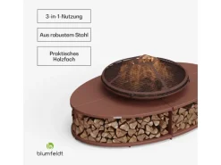 Feuerschalen|Blumfeldt Firebowl Ebeko 3-in-1 Grillfunktion als Tisch Nutzbar Grill + Funkenschutz