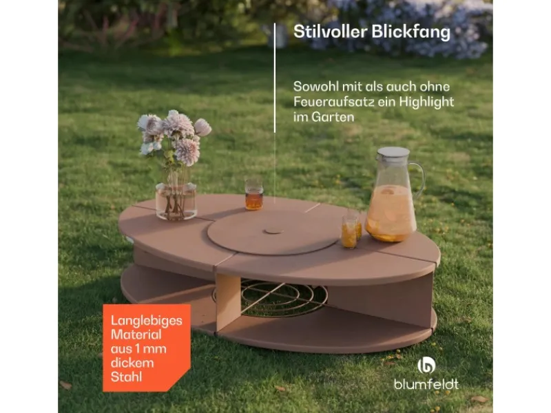 Feuerschalen|Blumfeldt Firebowl Ebeko 3-in-1 Grillfunktion als Tisch Nutzbar Grill + Funkenschutz