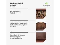 Feuerschalen|Blumfeldt Firebowl Ebeko 3-in-1 Grillfunktion als Tisch Nutzbar Grill + Funkenschutz
