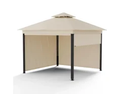 Gartenlauben|Blumfeldt Grandezza Cortina Gartenpavillon 3x3 m Wetterbeständig Pulverbeschichtet Seitliche Rollläden