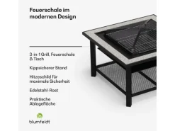 Blumfeldt Merano Avanzato 3-in-1-Feuerschale mit Grillfunktion als Tisch Nutzbar 87 x 87 cm Steingrau* Best