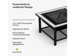Blumfeldt Merano Avanzato 3-in-1-Feuerschale Grillfunktion als Tisch Nutzbar 87 x 87 cm Weiß* New