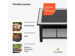 Blumfeldt Merano Avanzato 3-in-1-Feuerschale Grillfunktion als Tisch Nutzbar 87 x 87 cm Weiß* New