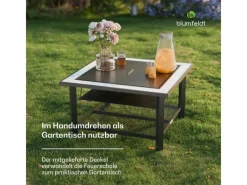 Blumfeldt Merano Avanzato 3-in-1-Feuerschale Grillfunktion als Tisch Nutzbar 87 x 87 cm Weiß* New