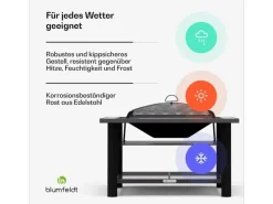Blumfeldt Merano Avanzato 3-in-1-Feuerschale Grillfunktion als Tisch Nutzbar 87 x 87 cm Weiß* New