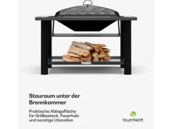 Blumfeldt Merano Avanzato 3-in-1-Feuerschale Grillfunktion als Tisch Nutzbar 87 x 87 cm Weiß* New