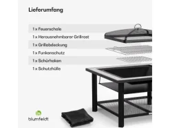 Blumfeldt Merano Avanzato 3-in-1-Feuerschale Grillfunktion als Tisch Nutzbar 87 x 87 cm Weiß* New