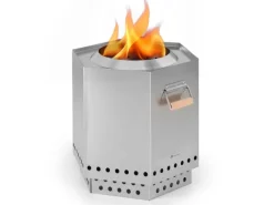 Feuerkörbe|Blumfeldt Mojanda Feuerkorb Rauchfrei Robust Schürhaken Regenhaube Edelstahl