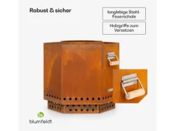 Blumfeldt Mojanda Feuerkorb Rauchfrei Robust Schürhaken Regenhaube Rost* Outlet