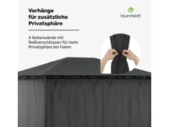 Blumfeldt Mondo 3x4 m Pavillon mit Metallrahmen und 4 Seitenwänden* New