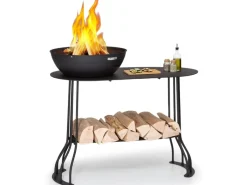 Feuerschalen|Blumfeldt Nantai Grillstation Feuerschale Ø 50 cm Grillrost Ø 48 cm Tisch Schwarz
