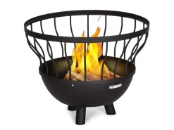 Feuerschalen|Blumfeldt Nantai 3-in-1-Feuerschale Grill Ø 50 cm Tisch Ø 66 cm Stahl Bambus Schwarz