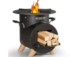 Feuerschalen|Blumfeldt Oshima Raketenofen Campingofen Feuerschale Mobil Stahl Schwarz