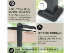 Pavillons|Blumfeldt Pantheon Pergola Vordach Gartenpavillon 3x4 m Aluminium Sonnendach Polyester