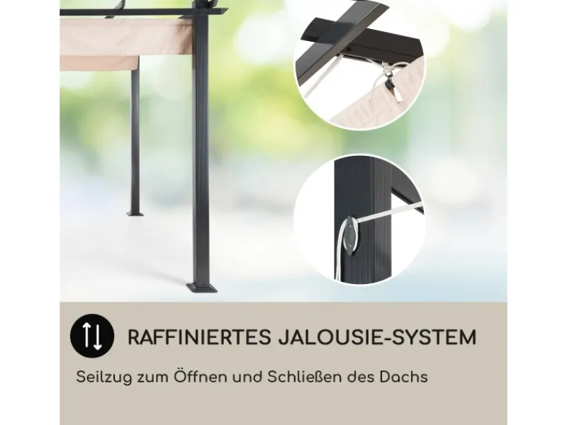 Pavillons|Blumfeldt Pantheon Pergola Vordach Gartenpavillon 3x4 m Aluminium Sonnendach Polyester