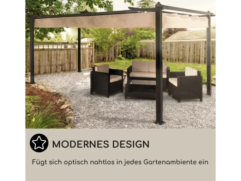 Pavillons|Blumfeldt Pantheon Pergola Vordach Gartenpavillon 3x4 m Aluminium Sonnendach Polyester