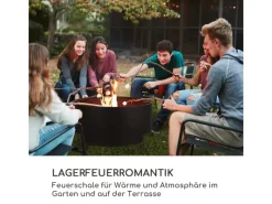 Blumfeldt Pompeji Feuerschale Grill Gartentisch Bambus Ø 60 cm Stahl Schwarz* Clearance