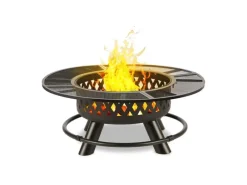 Blumfeldt Rosario 3-in-1-Feuerschale Ø 120 cm 70 cm Grill Tischplatte Stahl Schwarz* Discount