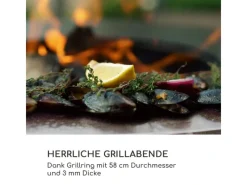 Feuerschalen|Blumfeldt Savage 2.0 Wide Feuerschale Grill Bambus-Schneidebrett Wetterschutz