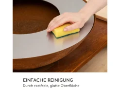 Feuerschalen|Blumfeldt Savage 2.0 Wide Feuerschale Grill Bambus-Schneidebrett Wetterschutz Braun