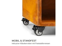 Feuerschalen|Blumfeldt Savage 2.0 Wide Feuerschale Grill Bambus-Schneidebrett Wetterschutz Braun