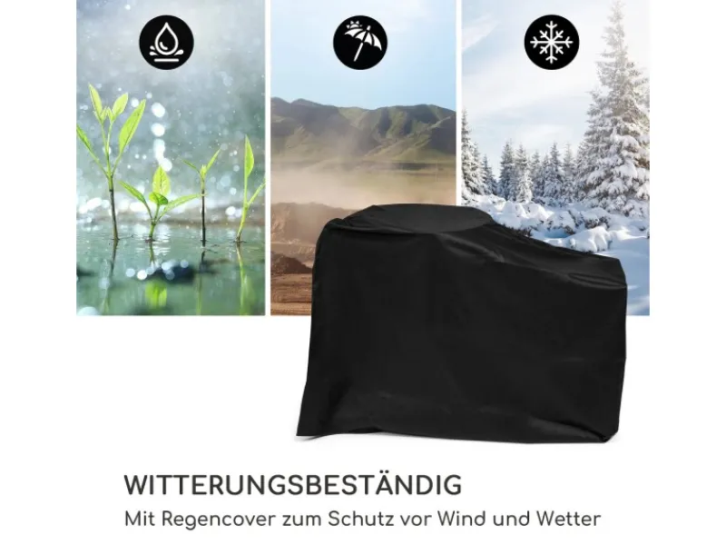 Feuerschalen|Blumfeldt Savage 2.0 Wide Feuerschale Grill Bambus-Schneidebrett Wetterschutz Braun