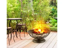 Blumfeldt Tulip Feuerschale Ø 75 cm Grill Feuerstelle Funkenschutz Stahl Antik-Schwarz* Sale