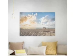 Leinwand Bild Mit Strandkorb Maritimes Wandbild In Hellblau Und Crème Canvas Leinwandbild Mit Strand Motiv Für Schlafzimmer Und Badezimmer*Bricoflor Online