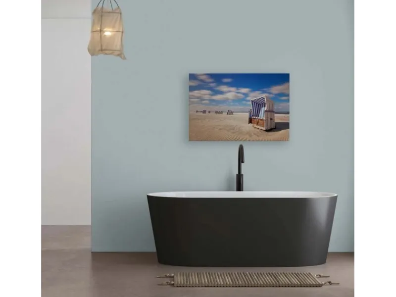 Leinwand Ostsee 120 X 80 Cm Maritimes Wandbild Mit Strandkorb Blau Leinwandbild Mit Strand Und Meer Für Bad Und Küche*Bricoflor Hot