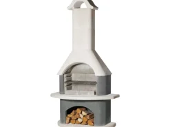 Buschbeck Grillkamine|Gartenkamine|Gartengrillkamin Athen Weiß-Anthrazit