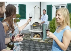 Buschbeck Grillkamine|Gartenkamine|Gartengrillkamin Athen Weiß-Anthrazit