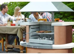 Buschbeck Grillkamine|Gartenkamine|Grillkamin Kampen Terracotta-Weiß mit Edelstahlhaube