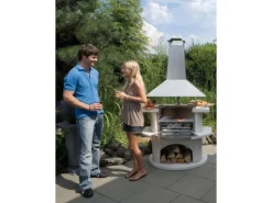 Grillkamin Venedig Weiß mit Edelstahlhaube*Buschbeck Discount