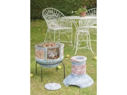 Buschbeck Feuerschalen|Gartenkamine|Mexiko-Grillkamin Geodesign Ton inkl. Grillrost