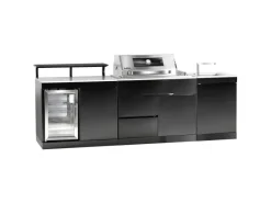 Outdoorküche Bradford aus Schwarzer Edelstahl mit Weißer Marmor-Platte*Buschbeck Best