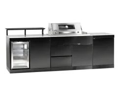 Outdoorküche Bradford aus Schwarzer Edelstahl mit Weißer Marmor-Platte*Buschbeck Best