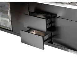 Outdoorküche Bradford aus Schwarzer Edelstahl mit Weißer Marmor-Platte*Buschbeck Best