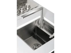 Outdoorküche Bradford aus Schwarzer Edelstahl mit Weißer Marmor-Platte*Buschbeck Best