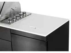 Outdoorküche Bradford aus Schwarzer Edelstahl mit Weißer Marmor-Platte*Buschbeck Best