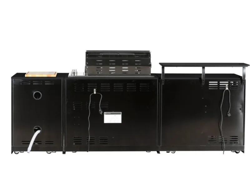 Buschbeck Outdoorküchen|Outdoorküche Brighton aus Schwarzer Edelstahl mit Marmor-Platte