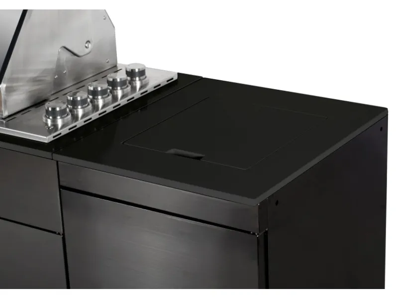 Buschbeck Outdoorküchen|Outdoorküche Brighton aus Schwarzer Edelstahl mit Marmor-Platte