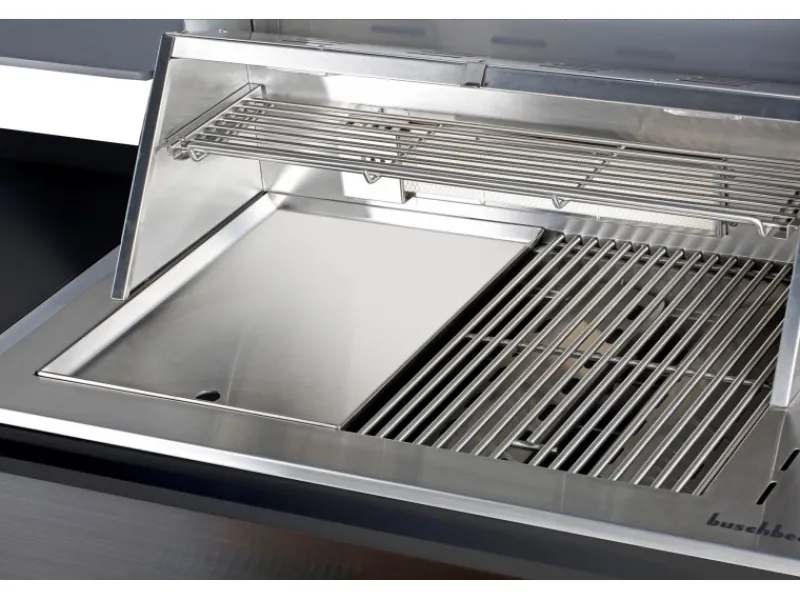 Buschbeck Outdoorküchen|Outdoorküche Brighton aus Schwarzer Edelstahl mit Marmor-Platte