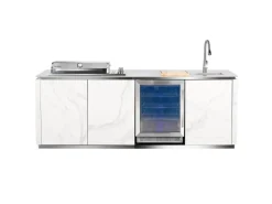 Buschbeck Outdoorküchen|Outdoorküche Sheffield Keramikverkleidung Grau inkl. Wetterschutzhülle