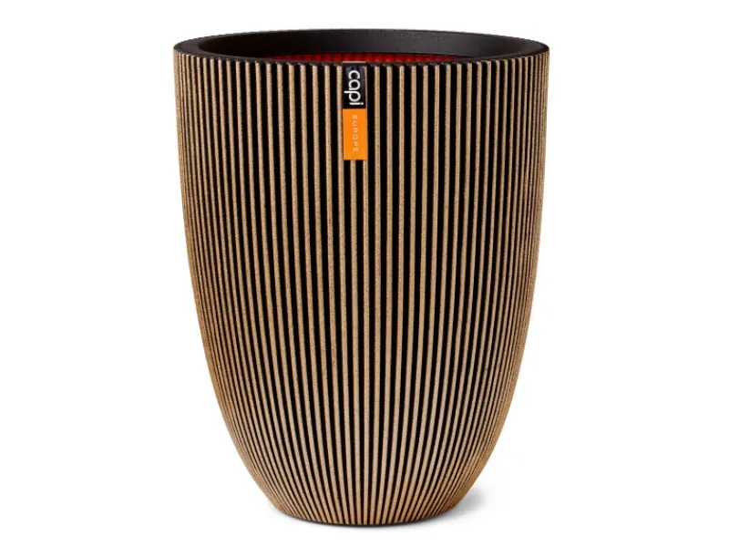 Capi Balkonmöbel|Pflanzgefäß Elegant Niedrig Groove Ø 46 cm x 58 cm Schwarz