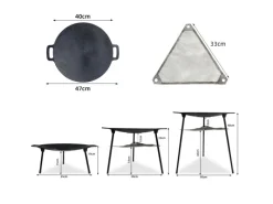 CCLIFE Grillzubehör|BBQ Grillpfanne Koreanische aus Gusseisen Runde Grillplatte Durchmesser 40cm