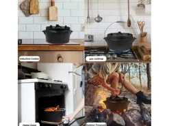 Dutch Oven Set 4,2L Gusseisen Grilltopf mit Feuertopf Ohne Beine*CCLIFE