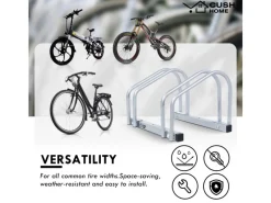 CCLIFE Fahrräder|Fahrradständer Boden für 2 Fahrräder mit Reifenbreiten bis 65mm