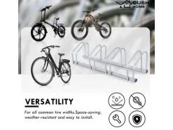 CCLIFE Fahrräder|Fahrradständer Boden für 4 Fahrräder mit Reifenbreiten bis 65mm