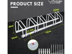 CCLIFE Fahrräder|Fahrradständer Boden für 5 Fahrräder mit Reifenbreiten bis 65mm